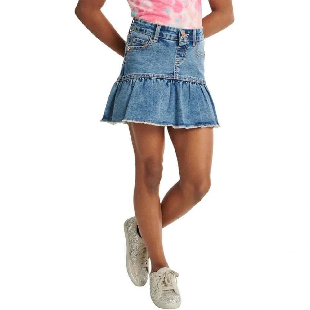 Justice Girls Denim Flounce Skirt. Size 6